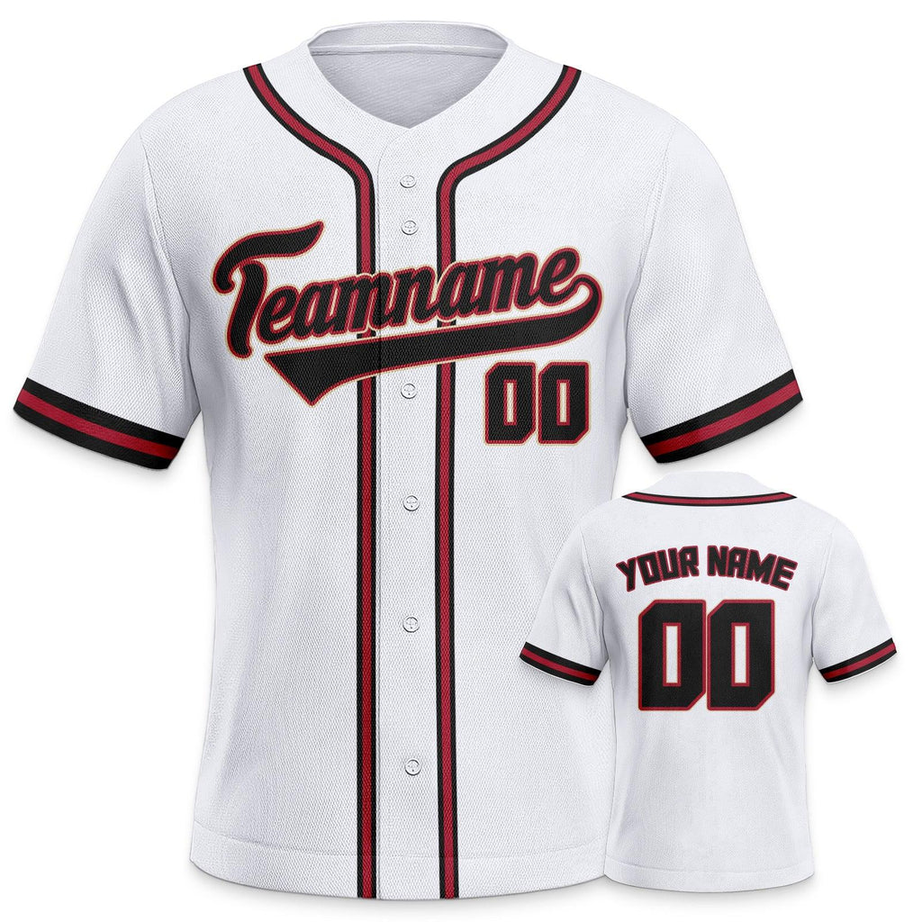 Custom White Black-Red Authentic Classic Baseball Jersey