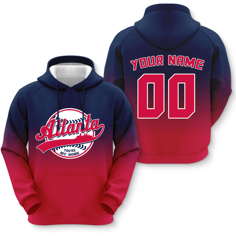 Custom Sports Pullover Sweatshirt Baseball City Atlanta You're My Home Split Fashion  Hoodie