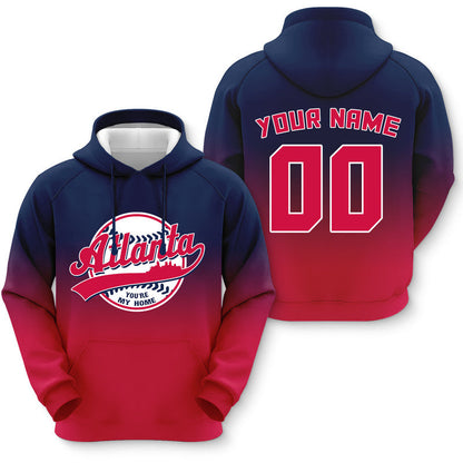 Custom Sports Pullover Sweatshirt Baseball City Atlanta You're My Home Split Fashion  Hoodie