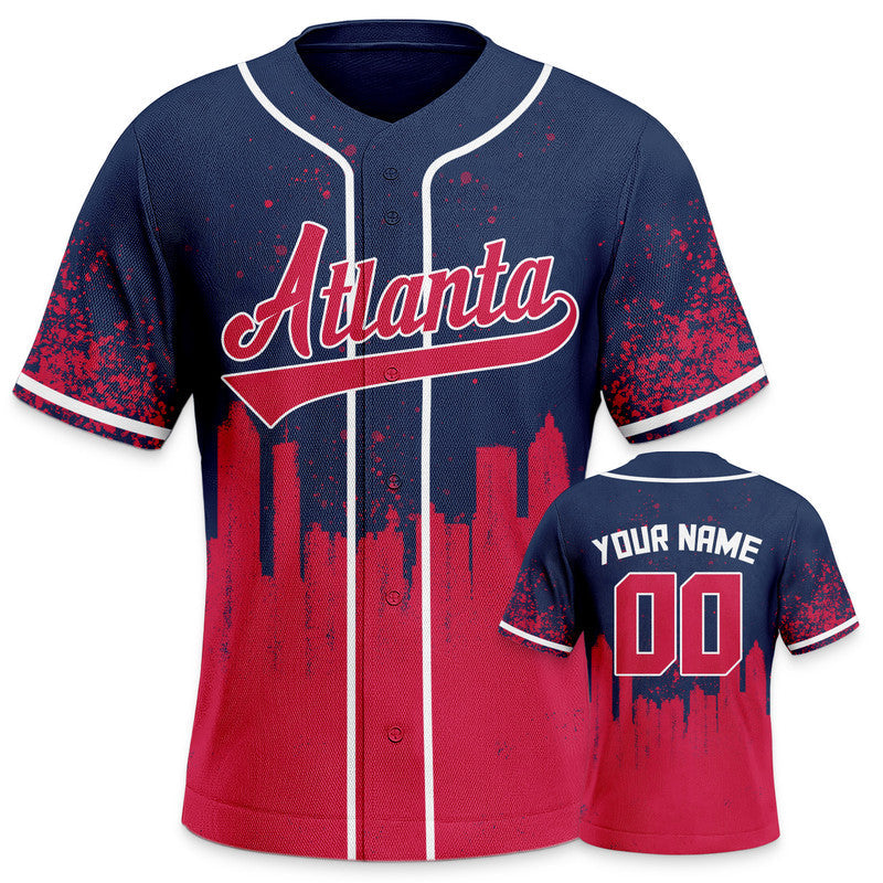 Custom 3D Graffiti Navy Red-White Authentic Baseball Silhouette Jersey