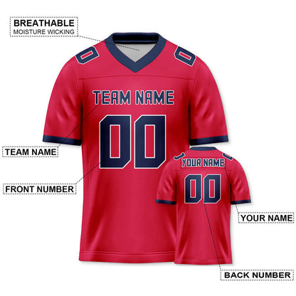 Custom Red Navy Mesh Authentic Football Jersey