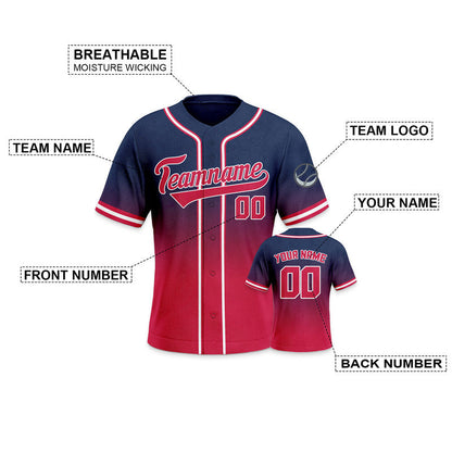 Custom Navy Red-White Authentic Fade Fashion Baseball Jersey1