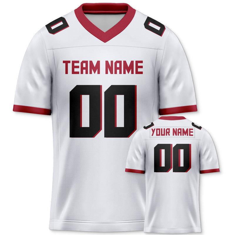 Custom White Black-Red Mesh Authentic Football Jersey