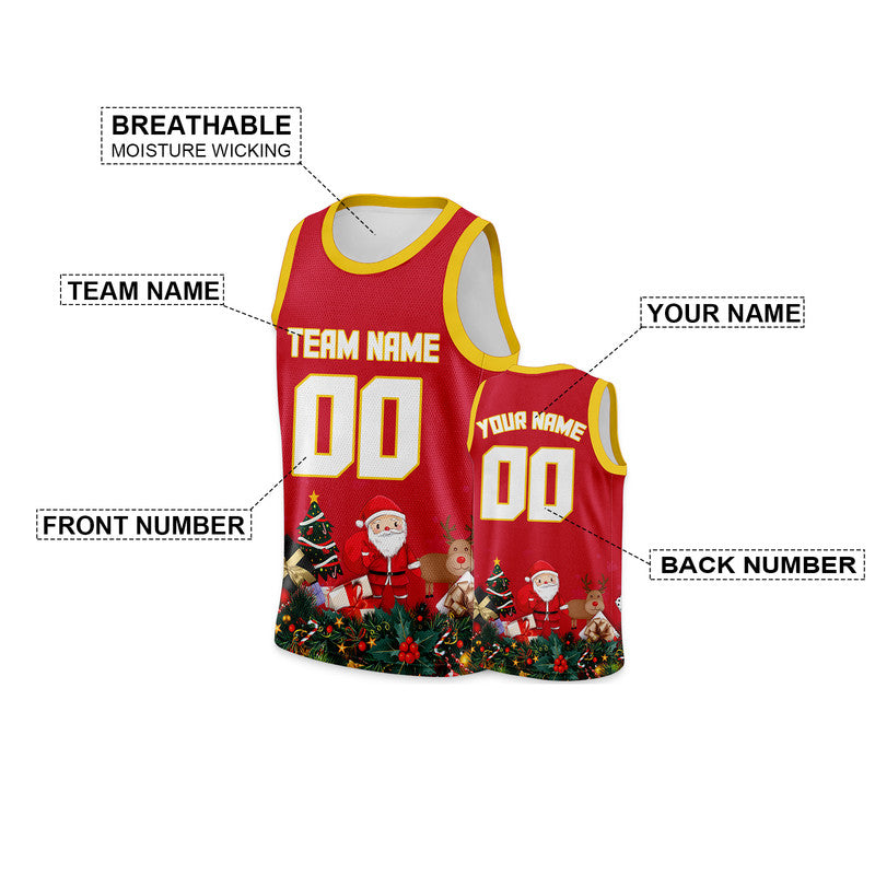 Christmas Day Custom Red White Santa Claus Authentic Basketball Jersey