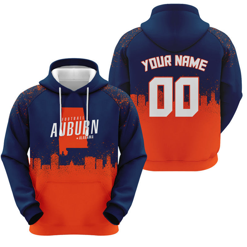 Custom Sports Pullover Sweatshirt Colleage Football Graffiti Map Auburn Fashion Hoodie