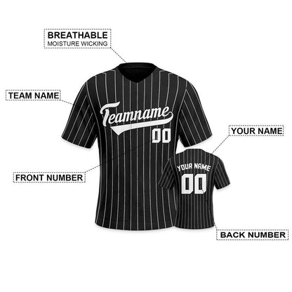 Custom Black Gray Pinstripe White Gray Authentic Baseball Jersey