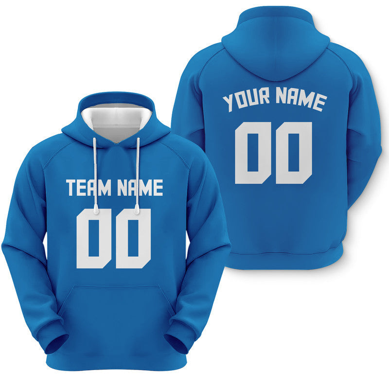 Custom Blue White Sports Pullover  Sweatshirt Football Hoodie