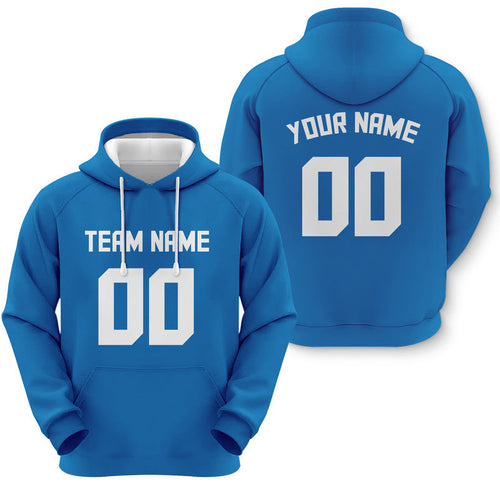 Custom Blue White Sports Pullover  Sweatshirt Football Hoodie