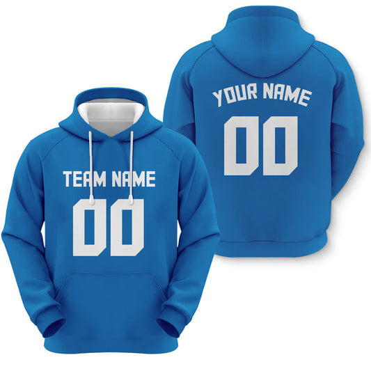 Custom Blue White Sports Pullover  Sweatshirt Football Hoodie