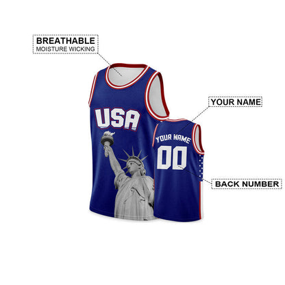 Blue Statue of Liberty Basketball Uniform
