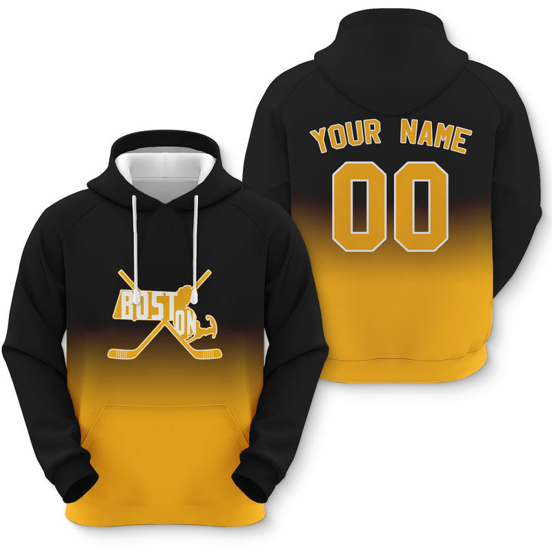 Custom Sports Pullover Sweatshirt Hockey Split Map Boston Fashion Hoodie