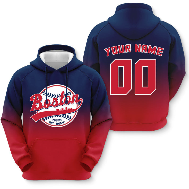 Custom Sports Pullover Sweatshirt Baseball City Boston   You're My Home Split Fashion Hoodie