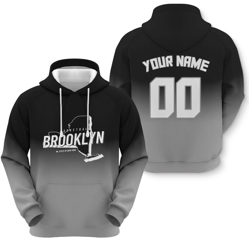Custom Sports Pullover Sweatshirt Basketball Split State Map Brooklyn Fashion Hoodie