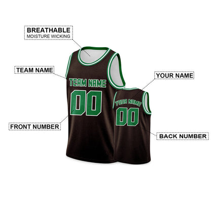 Custom Brown Green Round Neck Rib-Knit Basketball Jersey