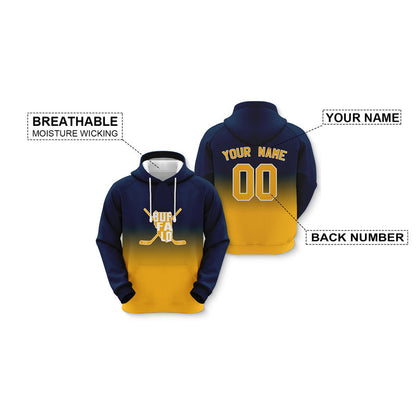 Custom Sports Pullover Sweatshirt Hockey Split Map Buffalo Fashion Hoodie