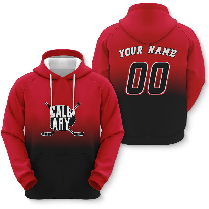 Custom Sports Pullover Sweatshirt Hockey Split Map Calgary Fashion Hoodie