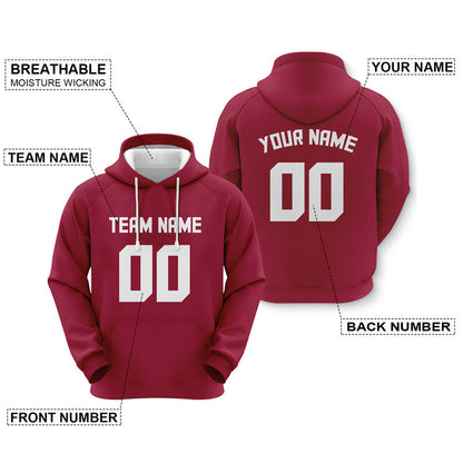 Custom Cardibal White Sports Pullover  Sweatshirt Football Hoodie