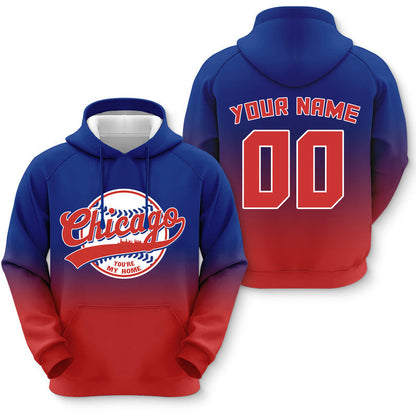 Custom Sports Pullover Sweatshirt Baseball City Chicago You're My Home Split Fashion Hoodie