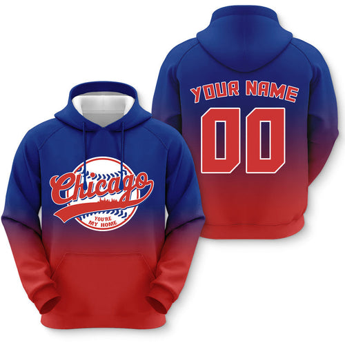 Custom Sports Pullover Sweatshirt Baseball City Chicago You're My Home Split Fashion Hoodie