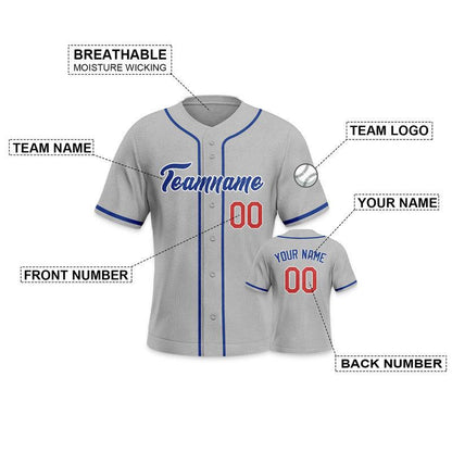 Custom Gray Roayl Red-White Authentic Baseball Jersey-3