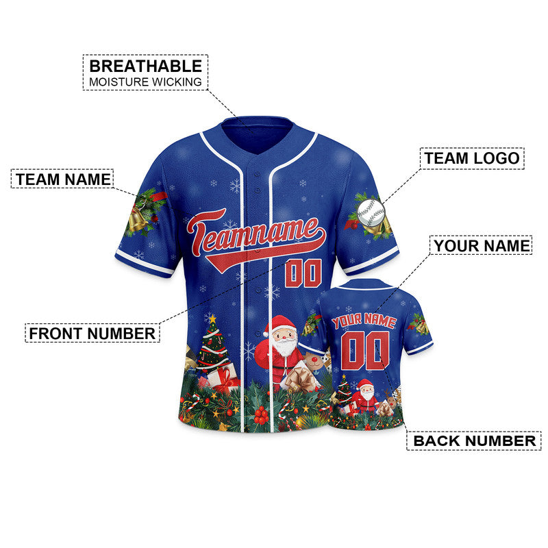Christmas Day Custom Royal Red-White Santa Claus Authentic Baseball Jersey2