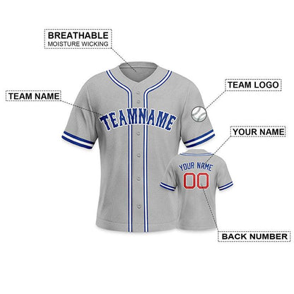 Custom Gray Roayl Red-White Authentic Baseball Jersey-2