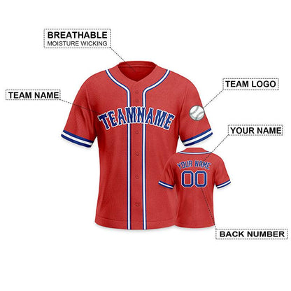 Custom Red Royal-White Authentic Baseball Jersey-2