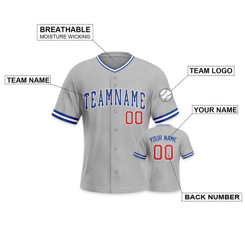 Custom Gray Roayl Red-White Authentic Baseball Jersey-1