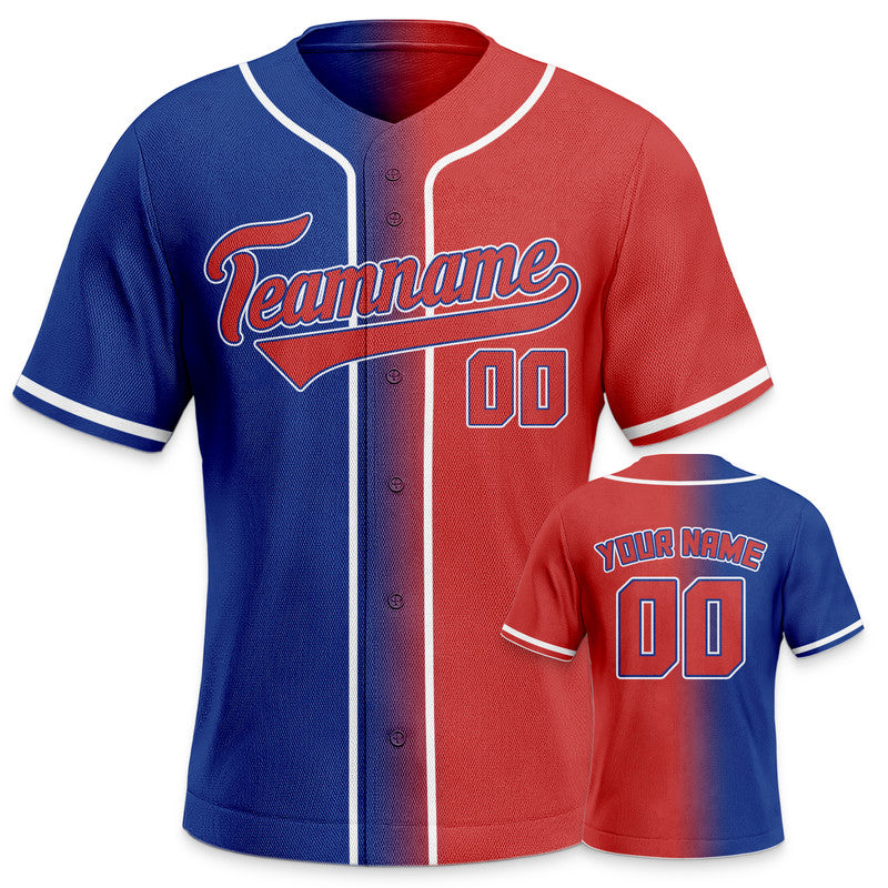 Custom Red Royal-White Authentic Split Fashion Baseball Jersey-1