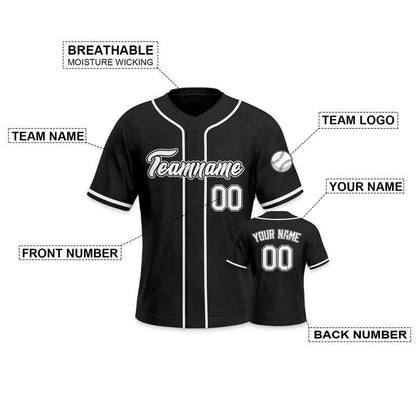 Custom Black White Authentic Baseball Jersey-3