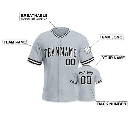 Custom Gray Black-White Authentic Baseball Jersey-1