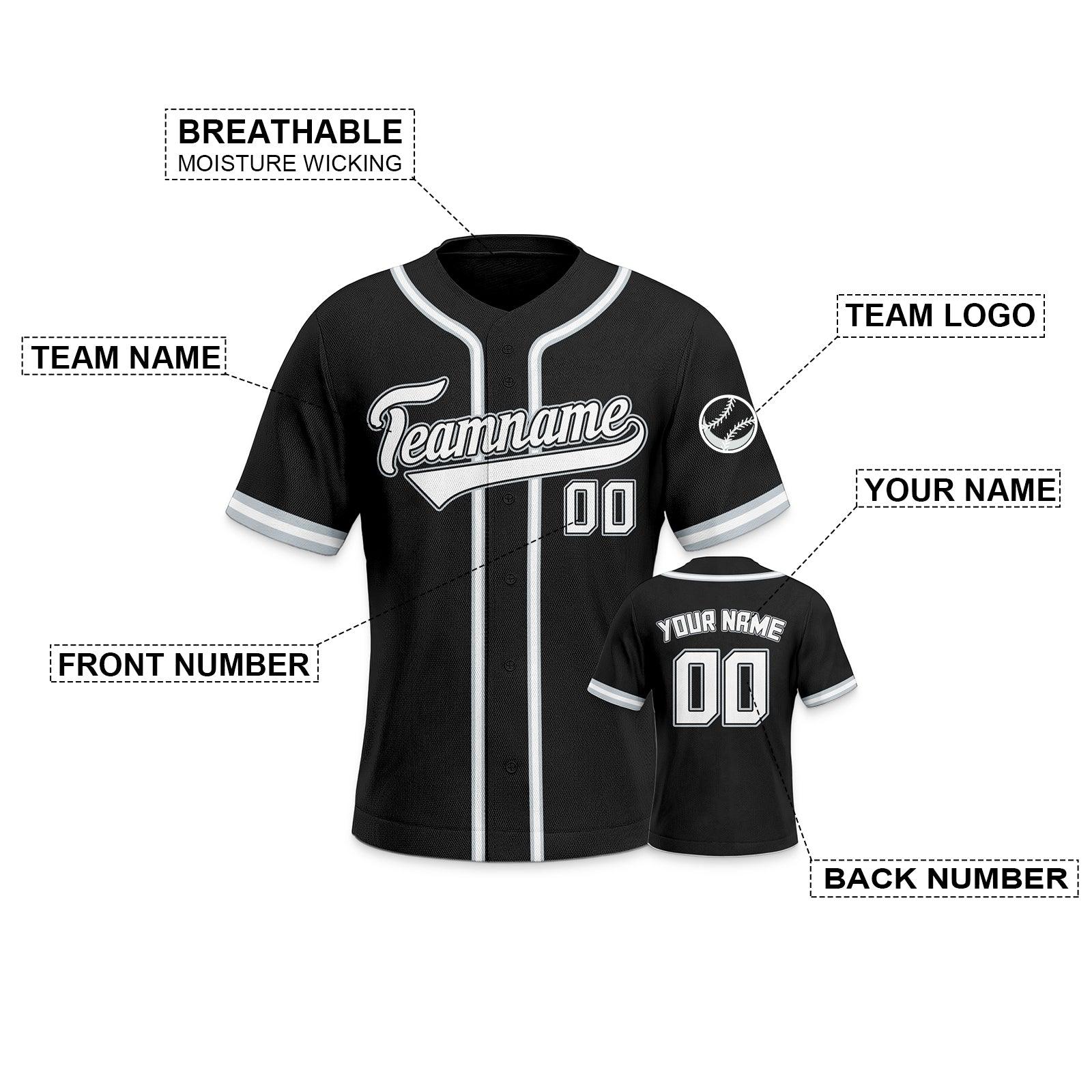 Custom Black Black-White Authentic Classic Baseball Jersey - Fans4Shop