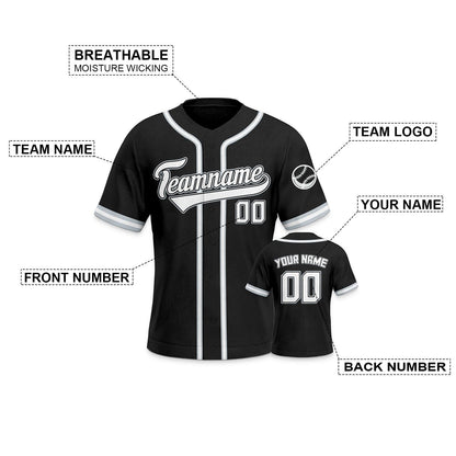 Custom Black Black-White Authentic Classic Baseball Jersey - Fans4Shop