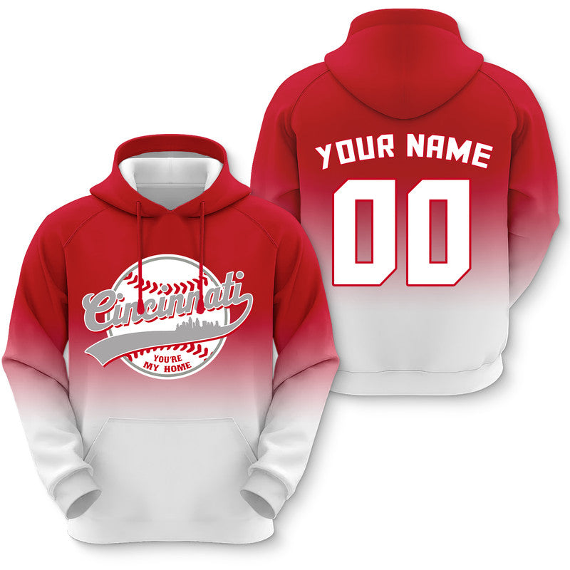 Custom Sports Pullover Sweatshirt Baseball City Cincinnati You're My Home Split Fashion Hoodie