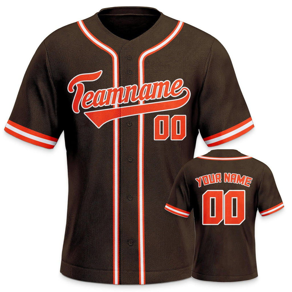 Custom Brown Orange-White Authentic Classic Baseball Jersey