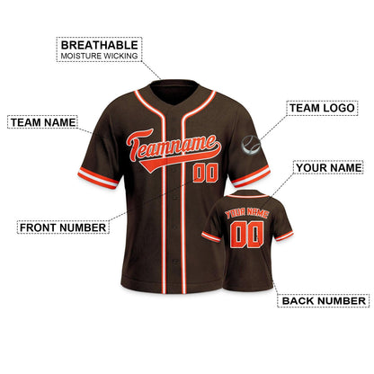 Custom Brown Orange-White Authentic Classic Baseball Jersey