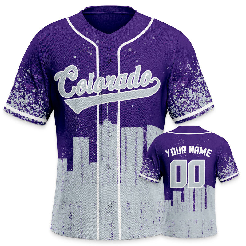 Custom 3D Graffiti Purple Gray-White Authentic Baseball Silhouette Jersey