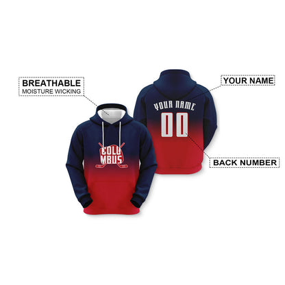 Custom Sports Pullover Sweatshirt Hockey Split Map Columbus  Fashion Hoodie
