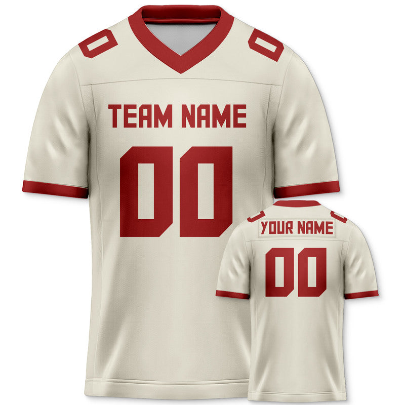 Custom Cream Red Mesh Authentic Football Jersey