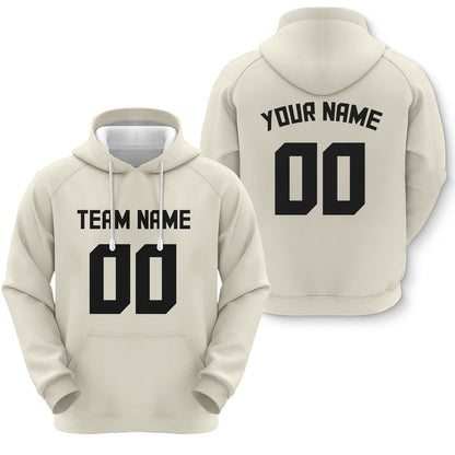 Custom Cream Black Sports Pullover  Sweatshirt Football Hoodie