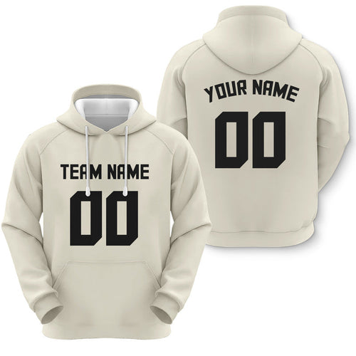 Custom Cream Black Sports Pullover  Sweatshirt Football Hoodie