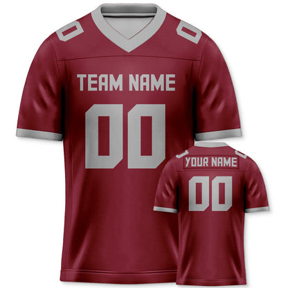 Custom Crimson Gray Mesh Authentic Football Jersey