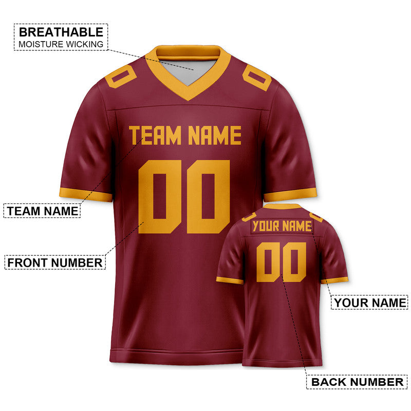 Custom Crimson Gold Mesh Authentic Football Jersey