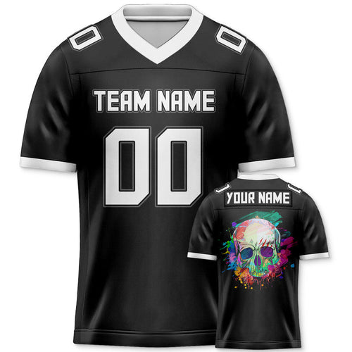 Custom Black Black-Gray Authentic Skull Fashion Football Jersey