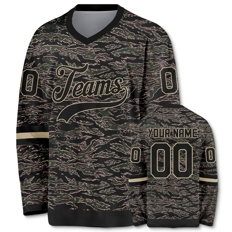 Custom Camo Black-Cream Authentic Salute To Service Hockey Jersey-2