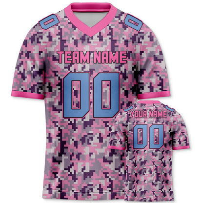 Custom Camo Light Blue-Pink Authentic Salute To Service Football Jersey