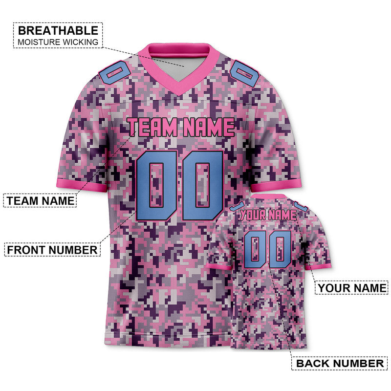 Custom Camo Light Blue-Pink Authentic Salute To Service Football Jersey