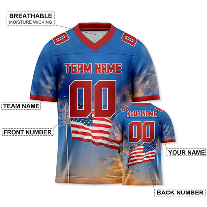 Custom 3D American Flag Fashion Authentic Football Jersey