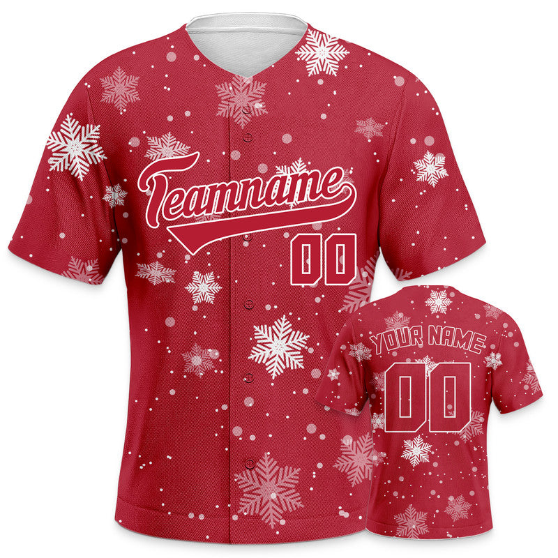 Custom Red Red-White Christmas 3D Authentic Baseball Jersey