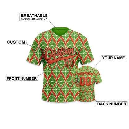 Custom Green Red-Black 3D Pattern Design Authentic Baseball Jersey 2